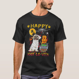 Shih Tzu Mummy Lycklig Woof-Lo-Ween Halloween Pump T Shirt