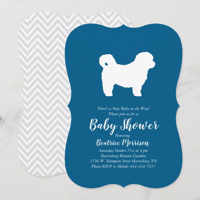Shih Tzu Nalle Hund Baby Shower Blue Boy Inbjudningar (Fram/baksida)