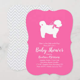 Shih Tzu Nalle Hund Baby Shower Rosa Girl Girl Inbjudningar