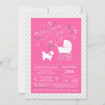 Shih Tzu Nalle Hund Baby Shower Rosa Girl Girl