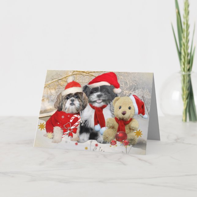Shih Tzu & nallejulaftonkort Helgkort (Framsida)