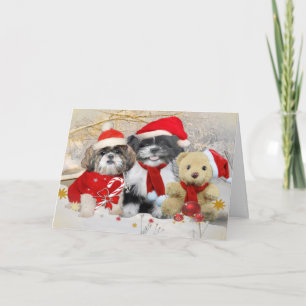 Shih Tzu & nallejulaftonkort Helgkort