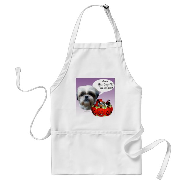 Shih Tzu (naturlig) Halloween Candy Förkläde (Framsidan)