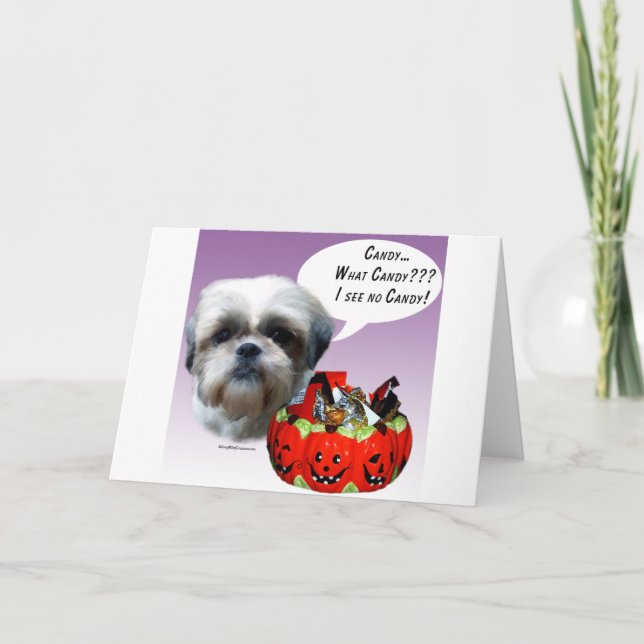 Shih Tzu (naturliga) Halloween godis Kort (Framsida)