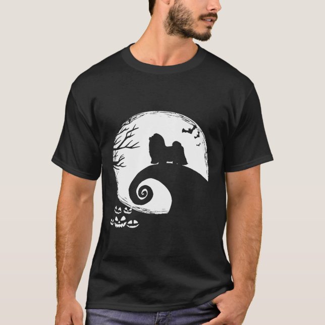 Shih Tzu och Måne Halloween Costume T Shirt (Framsida)