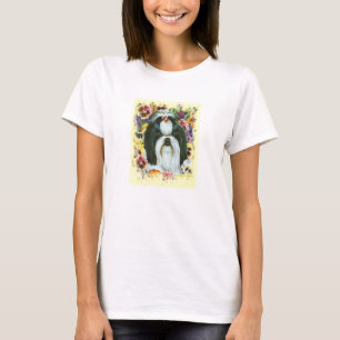 Shih Tzu och Pansies Art Print T-shirt