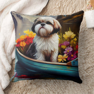 Shih Tzu på paddel: Ett naturskönt äventyr Kudde