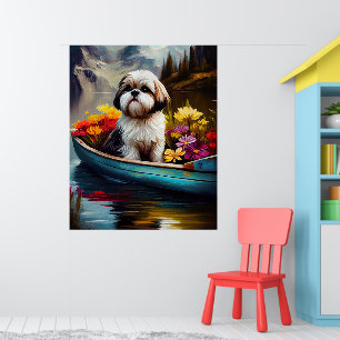Shih Tzu på paddel: Ett naturskönt äventyr Poster