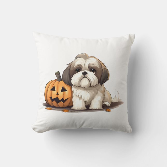 Shih Tzu på temat halloween-dagen Kudde (Framsida)