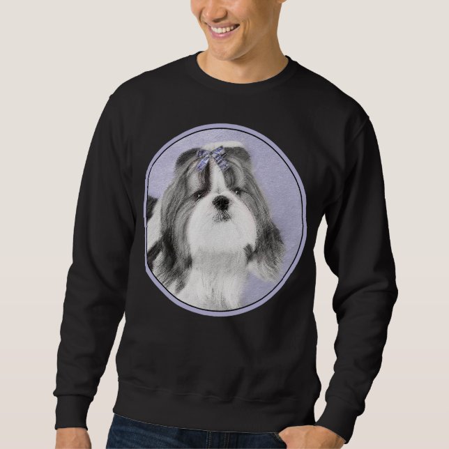 Shih Tzu Painting - Cute Original Dog Art Lång Ärmad Tröja (Framsida)