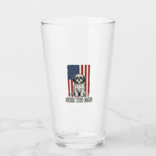 Shih Tzu Pappa Patriotisk Flagga Vintage Hund Tröj Glaskopp