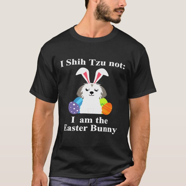 Shih Tzu Påskhare   T Shirt (Framsida)