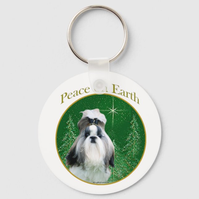 Shih Tzu Peace on Earth Keychain Nyckelring (Framsida)