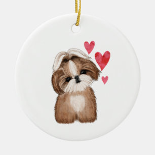 Shih Tzu Personlig med Namn år Julgransprydnad Keramik