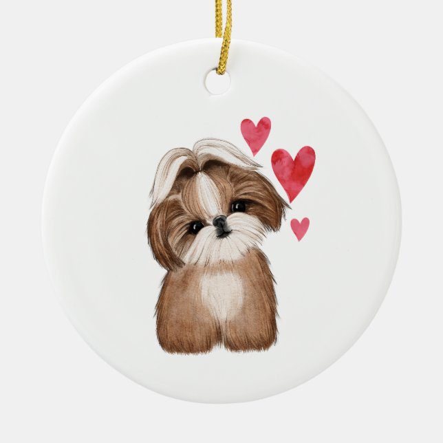 Shih Tzu Personlig med Namn år Julgransprydnad Keramik (Framsidan)