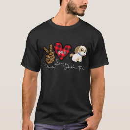 Shih tzu Play Peace Kärlek Cute Hund T Shirt