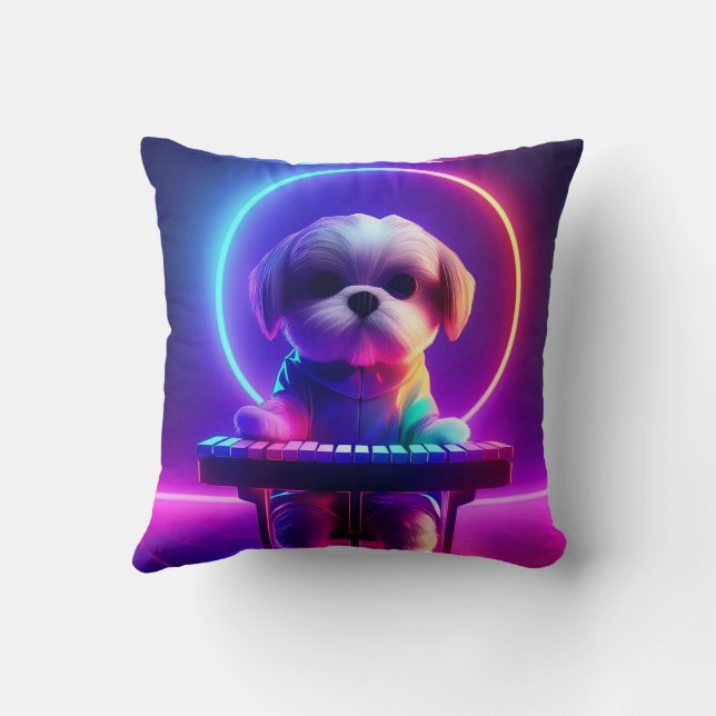 Shih Tzu Pllay Piano Kudde (Baksida)