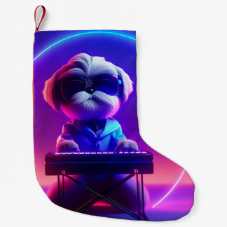 Shih Tzu Pllay Piano Liten Julstrumpa