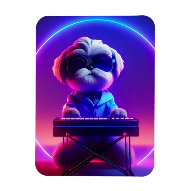Shih Tzu Pllay Piano Magnet (Vertikal)