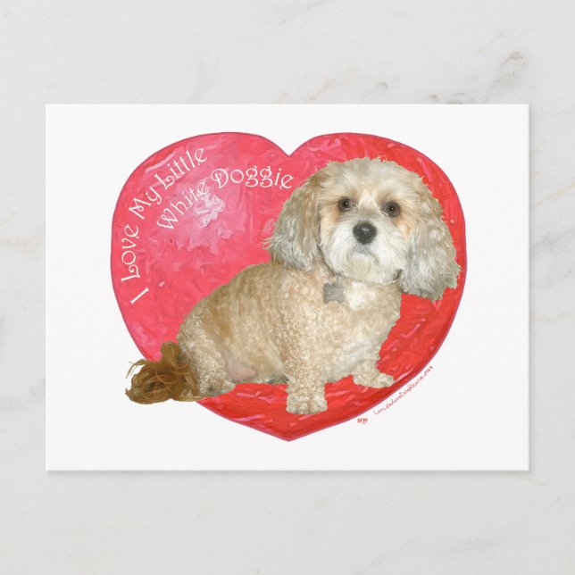 Shih Tzu / Poodle-Blandning Alla Hjärtans Dag Helg Vykort (Framsida)