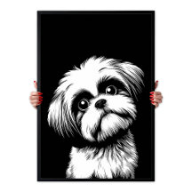 Shih Tzu Pop Art Vit & Svart Chic Estetik
