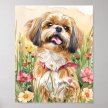 Shih Tzu Porträtt Art - Utskriftsdekaler för rutnä