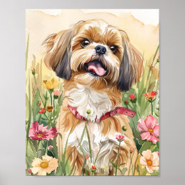 Shih Tzu Porträtt Art - Utskriftsdekaler för rutnä Poster