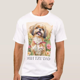 Shih Tzu Porträtt Art - Utskriftsdekaler för rutnä T Shirt
