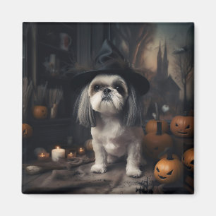 Shih Tzu Pumpa Halloween Skräckinjagande Magnet