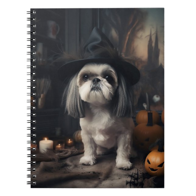 Shih Tzu Pumpkins Halloween Scary Anteckningsbok (Framsidan)