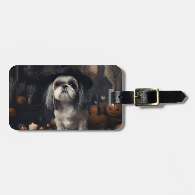 Shih Tzu Pumpkins Halloween Scary Bagagebricka (Horisontell Framsida)