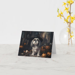Shih Tzu Pumpkins Halloween Scary Kort