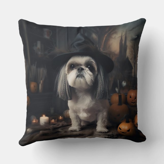 Shih Tzu Pumpkins Halloween Scary Kudde (Baksida)
