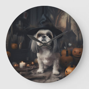 Shih Tzu Pumpkins Halloween Scary Stor Klocka