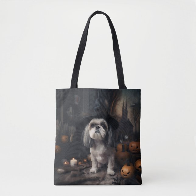 Shih Tzu Pumpkins Halloween Scary Tygkasse (Framsida)