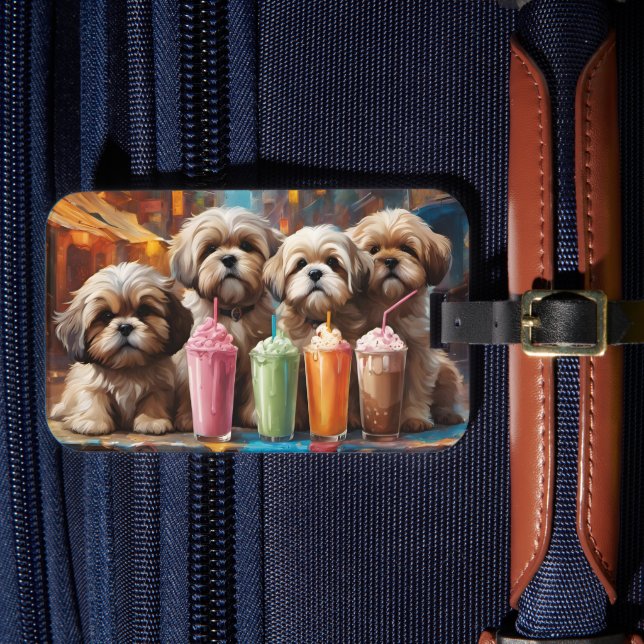 Shih Tzu Puppies och Milkshakes Bagagebricka (Framsida Insitu 4)