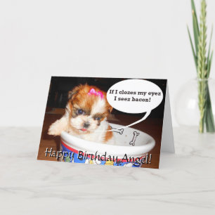 Shih Tzu Puppy Birthday Card Kort