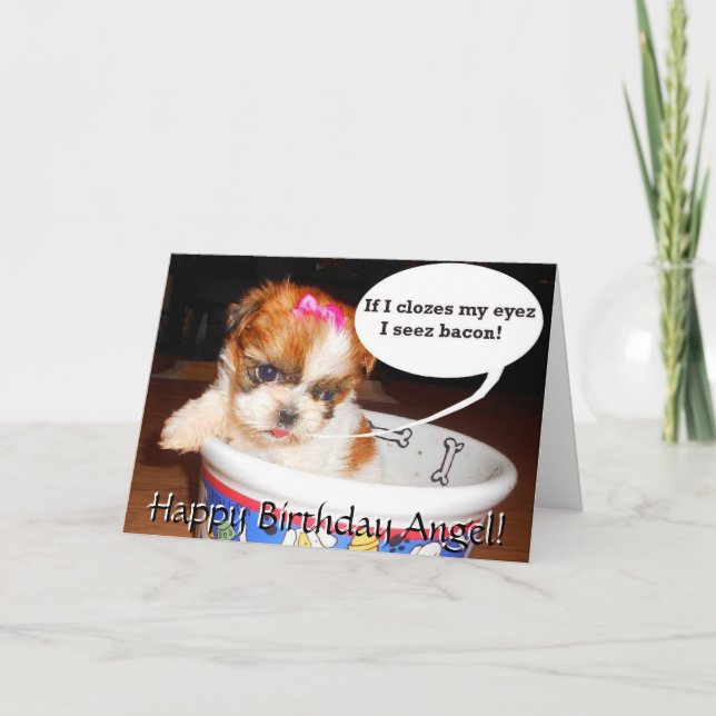 Shih Tzu Puppy Birthday Card Kort (Framsida)