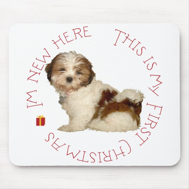 Shih Tzu Puppy Första jul Musmatta (Framsidan)