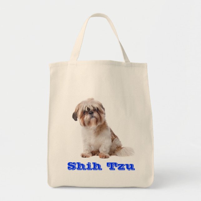 Shih Tzu Puppy Hund Canvas Livsmedel Tote Bag Tygkasse (Framsidan)