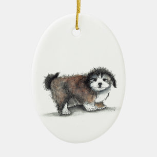 Shih tzu Puppy Hund, Pet Julgransprydnad Keramik