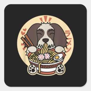 Shih Tzu Ramen Rolig hund Gift Fyrkantigt Klistermärke