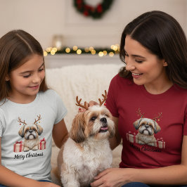 Shih Tzu Reindeer  T Shirt