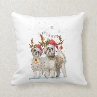 Shih Tzu Reindeer Xmas Light Christmas Gift Kudde