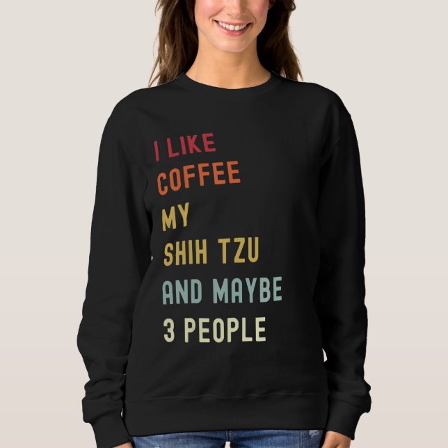Shih Tzu Retro Hund och kaffe T Shirt (Framsida)
