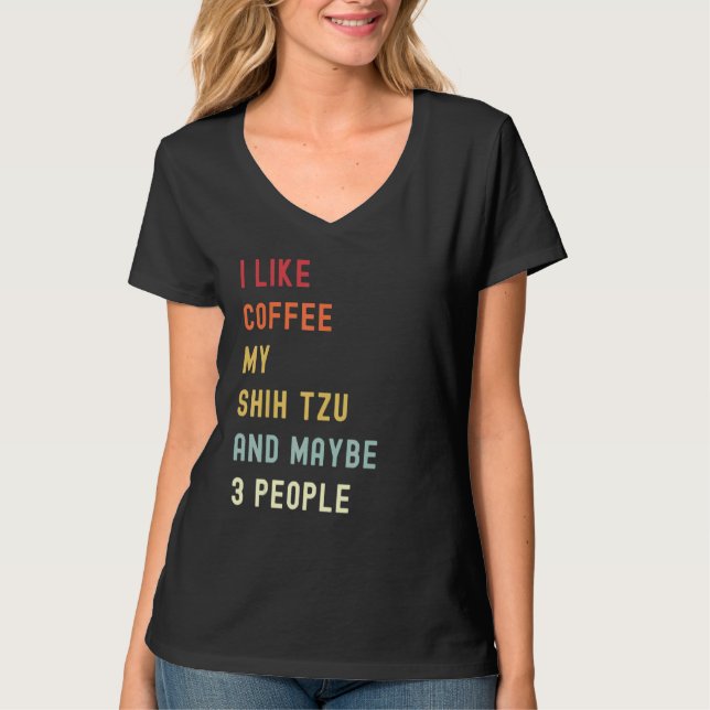 Shih Tzu Retro Hund och kaffe T Shirt (Framsida)