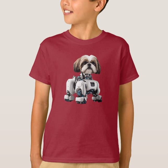 Shih Tzu Robot Barn T-Shirt (Framsida)