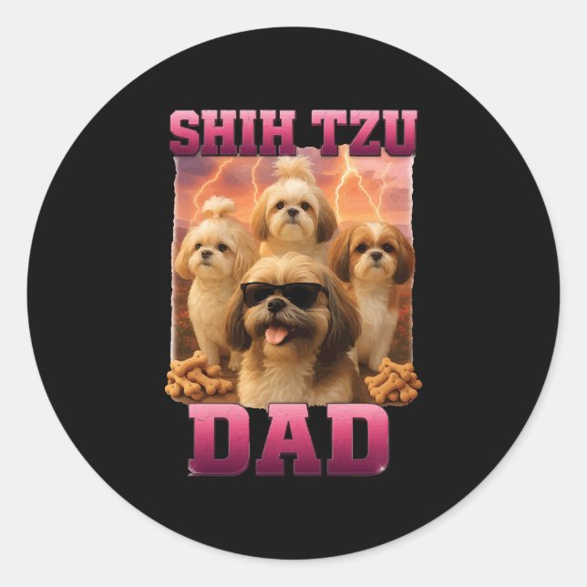Shih Tzu    Runt Klistermärke (Framsida)