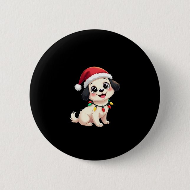 Shih Tzu Santa Christmas Tree Lights Xmas Dog Love Knapp (Framsida)
