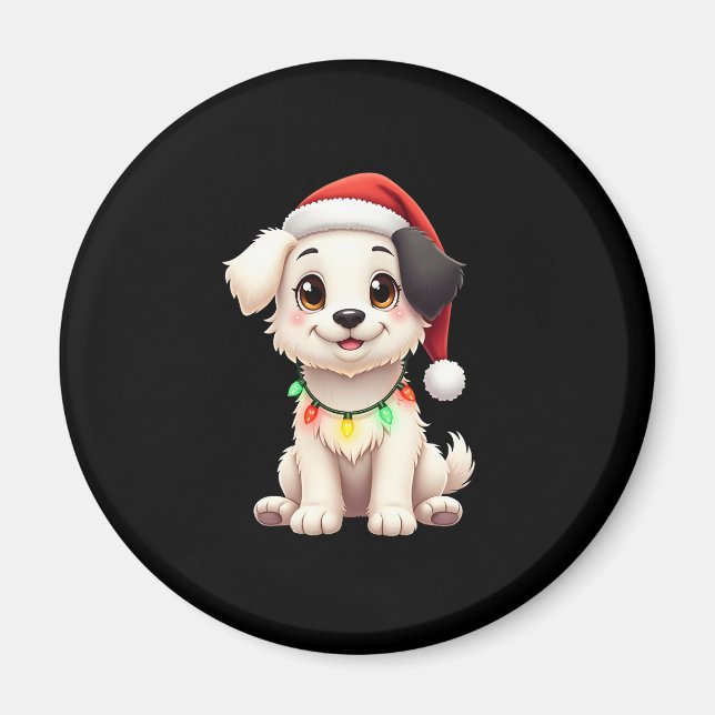 Shih Tzu Santa Christmas Tree Lights Xmas Dog Love Magnet (Framsidan)